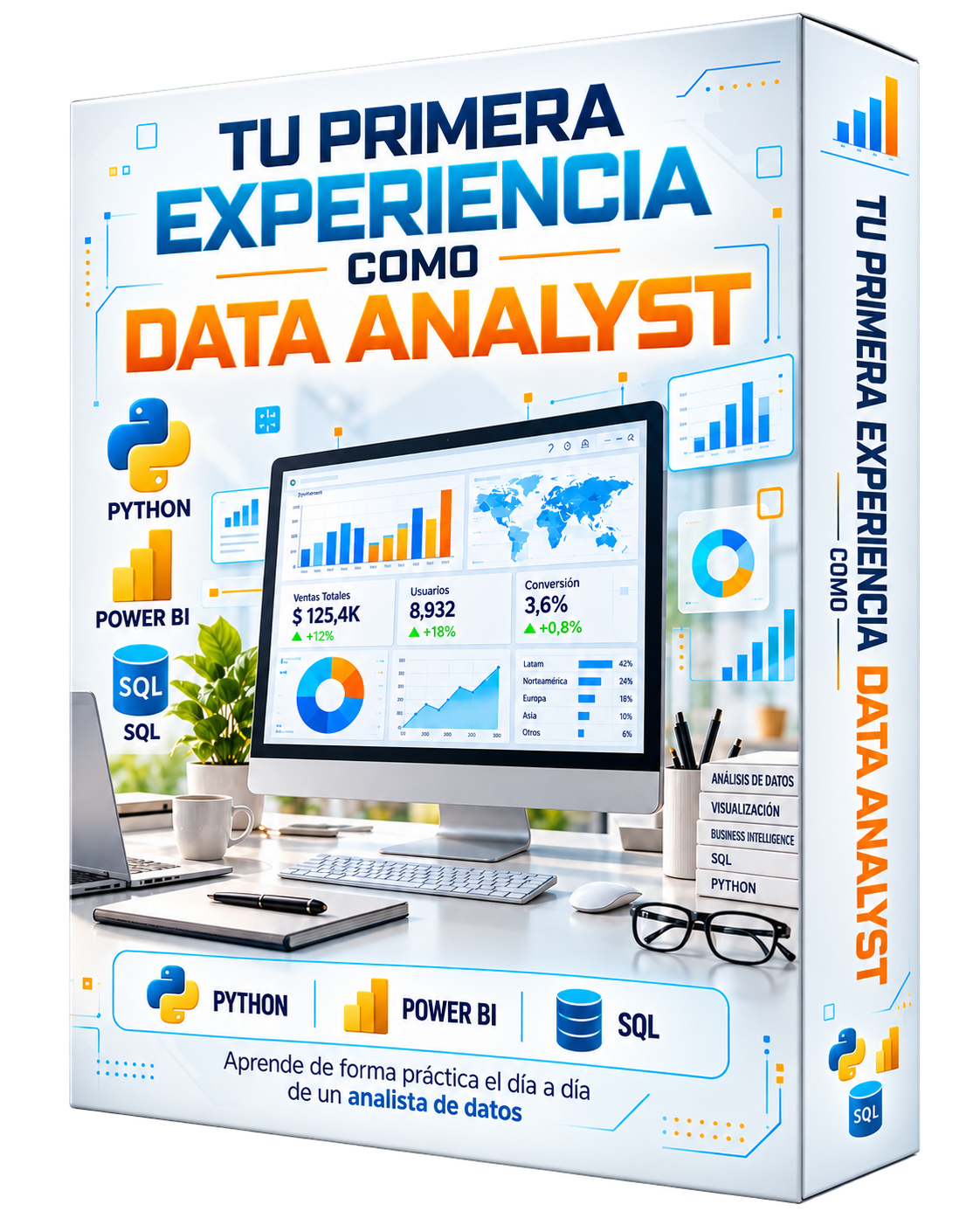 Caja 3D de Tu primera experiencia como Data Analyst